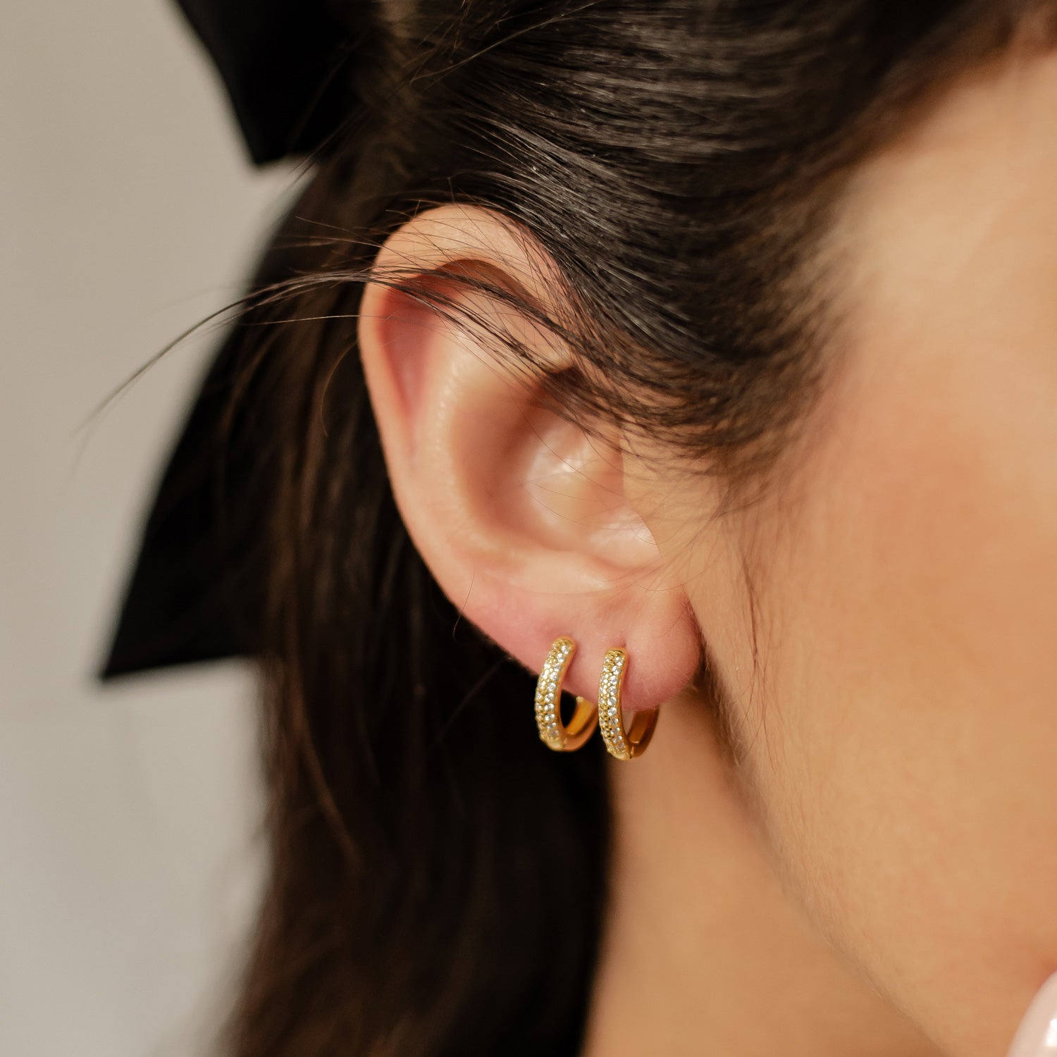 Boucles d’Oreilles Créoles Pierre Claire Double Sterling Argent